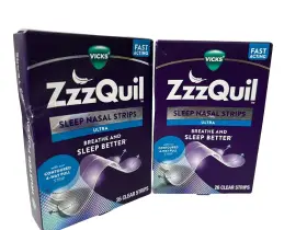 Vicks 323900032972 Pack 2 Zzzquil Ultra Clear Nighttime Sleep Nasal Strips 26 Each New/seal