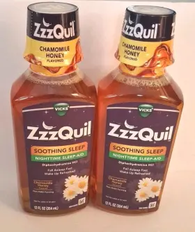 Vicks 323900033146 Liquid Zzzquil Nighttime Sleep Aid Chamomile Honey Lot Of 2 12oz 2/26