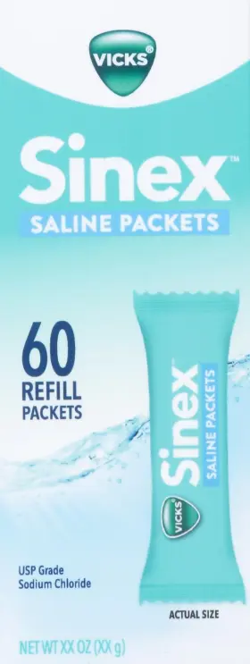 Vicks 323900033627 Sinex Saline Rinse Refill 60 Packets 4.2 Ounce