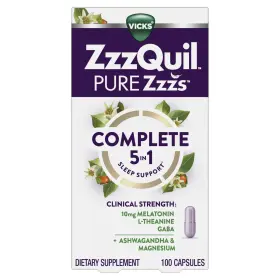 Vicks 323900037533 Zzzquil Pure Zzzs Complete Sleep Melatonin 100 Count Pack Of 1 White