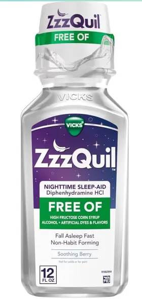 Vicks 323900038561 Zzzquil Sleep Aid Liquid Alcohol Free Berry 12 Fl Oz Fall Asleep 2/2026