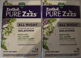 Vicks 323900041097 Zzzquil Pure Zzzs Melatonin All Night Extended Release Sleepaid 2 Pack