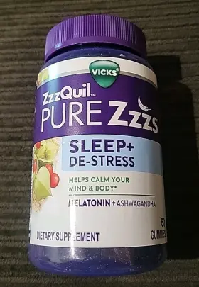 Vicks 323900041547 Zzzquil Pure Zzzs Sleep De-stress 60 Gummies Exp 9/25