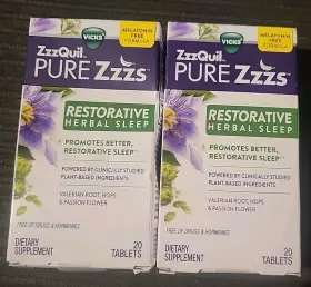 Vicks 323900042537 2 Zzzquil Pure Zzzs Restorative Herbal Sleep 20 Tabs Each Read