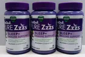Vicks 323900043275 3 Zzzquil Pure Zzzs Sleep Immune Support 60 Gummies Sealed Exp 03/2025
