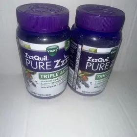 3239004168 Vicks Zzzquil Pure Zzzs Triple Action Gummy Melatonin Sleep Supplement 60ct Lot Of 2