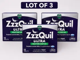 44153 Vicks Zzzquil Ultra Nighttime Sleep Aid 25mg 12 Tablets Lot Of 3 Exp 05/2027