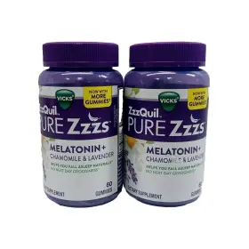 90276952 Vicks 2 Zzzquil Pure Zzzs Melatonin Chamomile Lavender 60 Gummies Each 03/2025