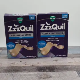 3354e24100 Vicks Zzzquil 2 Sleep Nasal Strips Ultra Tan 26 Count Fast Acting Breathe Better