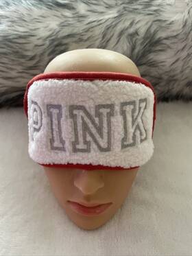 Victoria S Secret Pink 667546046482 Victorias Cozy Sherpa Face Sleep Eye Mask Red White Logo New