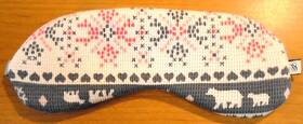 Victorias Secret S1-338 Eye Mask Sleep Travel Pink Gray Bears Cotton Large 8 Inch X 3
