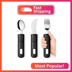 Lva1056 Vive Adaptive Utensil Set - Arthritis Aid Silverware For Parkinsons Hand Tremor