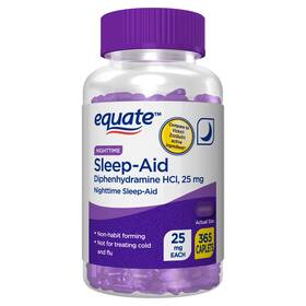 Walmart Stores Inc 705353921766 Equate Nighttime Sleep-aid Diphenhydramine Hcl 25mg Caplets For Sleep