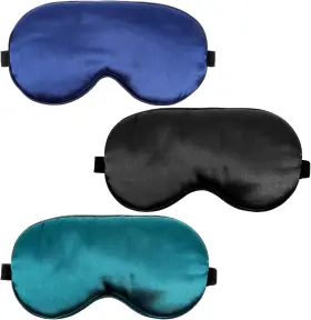 695140 Wanmu 3 Pcs Sleep Mask Silk Blackout Eye Cover With Adjustable Strap Satin 1