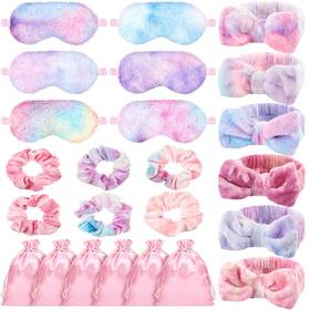 Wavwavw 313100193160 24 Pcs Sleepover Supplies For Women Spa Headband Plush Eye Mask Bow Make