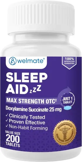 02588 Welmate Doxylamine Succinate 25mg Nighttime Sleep 200 Tablets