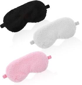 Wy Lighting Level 588263 3 Pcs Plush Sleeping Eye Mask Soft And Fuffy Black White Pink