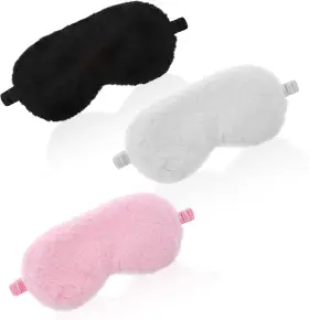 588263 Wy Lighting Level 3 Pcs Plush Sleeping Eye Mask Soft And Fuffy Black White Pink