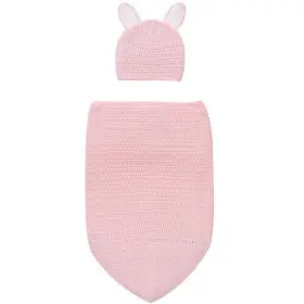 24629pl Yaopelky Baby Swaddle Sleep Bag With Hat Knitted Sleeping Sack Newborn Pink
