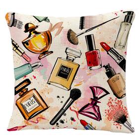 Yggqf Ygg-af-q081 Throw Pillow Cover Pink Makeup Watercolor Cosmetics And Perfumes Collection G