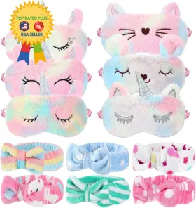 Lt-yinder-720 Yinder 12 Packs Sleep Eye Mask For Girls Sleepover Soft Plush Vivid Style