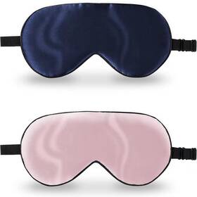 Zimasilk Mask-16-navy 2 Pack Silk Sleep Mask Adjustable Navy Blue And Pink