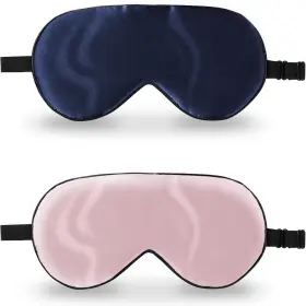 Mask-16-navy Zimasilk 2 Pack Silk Sleep Mask Adjustable Navy Blue And Pink