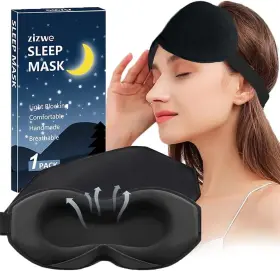 Aoca-001 Zizwe Sleep Mask For Women Men 100% Blackout 3d Contoured Cup Blindfold Eye Black