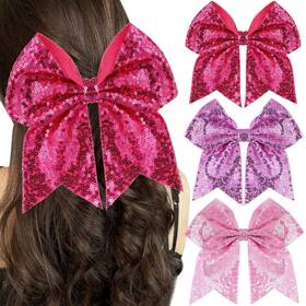 Zolyco B0cznf5cp6 7 Inch Large Glitter Sequin Bling Bow Clip Party Hair Accessories For Girls