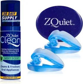 Zquiet 445042639611 Anti-snoring Mouthpiece Blue Cleaner 1.5oz Bottle Starter Pack Wi