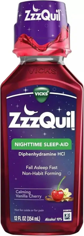 Zzzquil 153855476415 Nighttime Sleep-aid Liquid Calming Vanilla Cherry - 12 Oz Pack Of 6 Fre