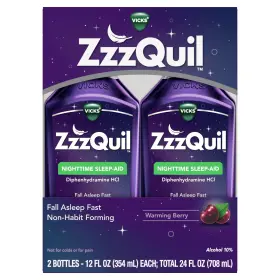 Zzzquil 323900016194 Sleep Aid Nighttime Liquid 50 Mg Warming Berry Flavor 12 Oz