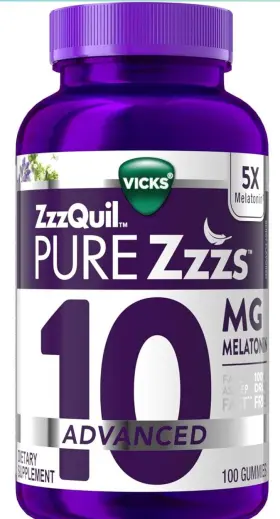 Zzzquil 711181864854 Vicks Pure Zzzs Advanced 10mg Melatonin Gummies Sleep Aid Berry 100ct