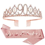 Cieher 90TH Birthday Crown, Sash & Pearl Pin One Size, Tiara Set New. Price: $18.99.