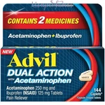 Advil Dual Action With Acetaminophen Pain Reliever 144 Caplets New. Price: $16.95.