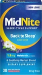 Midnite Drug-free Sleep Aid Supplement, 1.5MG Melatonin + Herbs, 30 Chewable Tab New. Price: $13.99.