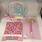 Hello Kitty Travel Gift Set Pouch Passport Holder Bow Pen Sanrio Kawaii New. Price: $24.99.