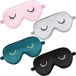 4 Pieces Sleep Eye Masks Silk Count (pack Of 1), Gray, Pink, Black, Green New. Price: $14.99.