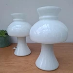 Pair Vintage Retro Spaceage White Glass Phillips Mushroom Table Lamps Holmegaard Used. Price: $329.92.