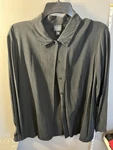 Eileen Fisher Black 100% Silk Button Up Shirt Blouse Long Sleeve Collared Med Pre-owned. Price: $39.99.