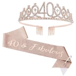 Cieher 40TH Birthday Crown + Sash Pearl 2 Piece Set, & Tiara New. Price: $14.69.
