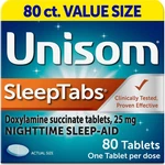 Unisom Sleeptabs, Nighttime Sleep-aid, Doxylamine Succinate, 80 Tablets. New. Price: $20.95.