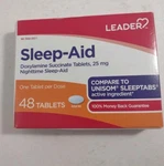 Leader Sleep-aid Doxylamine Succinate Tablets 25MG Nighttime 48 Ct EXP:1/2028 New. Price: $9.99.