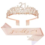 Cieher 21ST Birthday Sash And Crown Pearl Pin, & Tiara Set New. Price: $16.43.