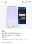 Hatch Rest Baby Sound Machine, Night Light 2ND Gen Registry Essential - White New. Price: $58.68.