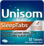 Unisom Sleeptabs, Nighttime Sleep-aid, Doxylamine Succinate, 32 Tablets New. Price: $16.53.