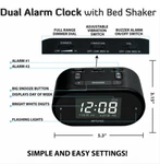 Riptunes Dual Alarm Clock, Vibrating Bed Shaker, Loud, Flashing Lights, Dimmer Used. Price: $24.97.