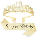 Cieher 18TH Birthday Crown And Sash + Pearl Pin One Size, Gold New. Price: $14.36.