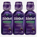 3X Zzzquil, Sleep Aid, Nighttime Liquid, Warming Berry Flavor, 12 New. Price: $26.99.