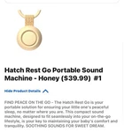 Hatch Rest Go Portable Mini Sound Machine For Babies - Putty New. Price: $39.00.
